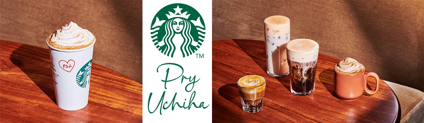 Image of promotions and products offered at Starbucks