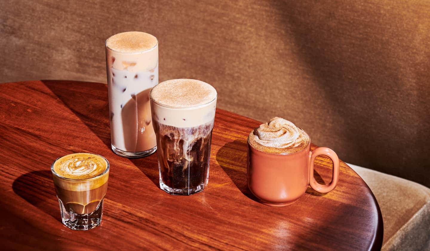 Image of promotions and products offered at Starbucks